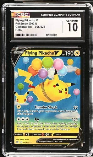 ⚡⚡ CGC 10 Pokémon Flying Pikachu V Celebrations 006/025