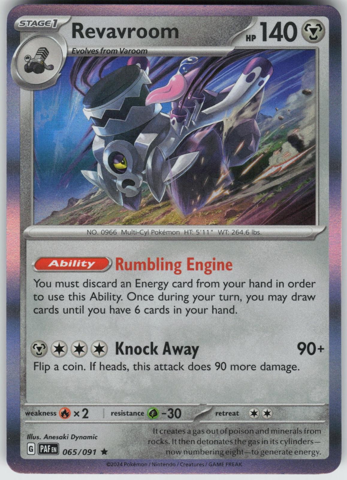 Revavroom 065/091 Rare Paldean Fates Pokemon Holo Lightly Played