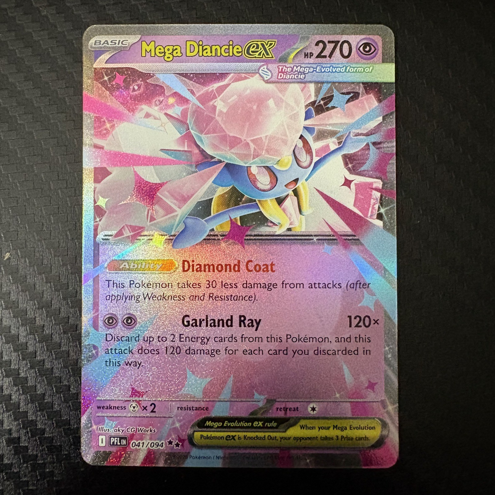 Mega Diancie ex Holo Double Rare ME02: Phantasmal Flames 041/094 NM