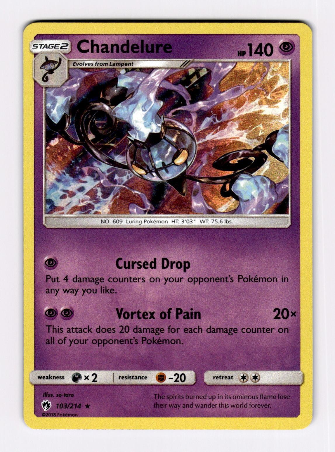 Chandelure 103/214 Holo Rare Lost Thunder Pokemon Near Mint
