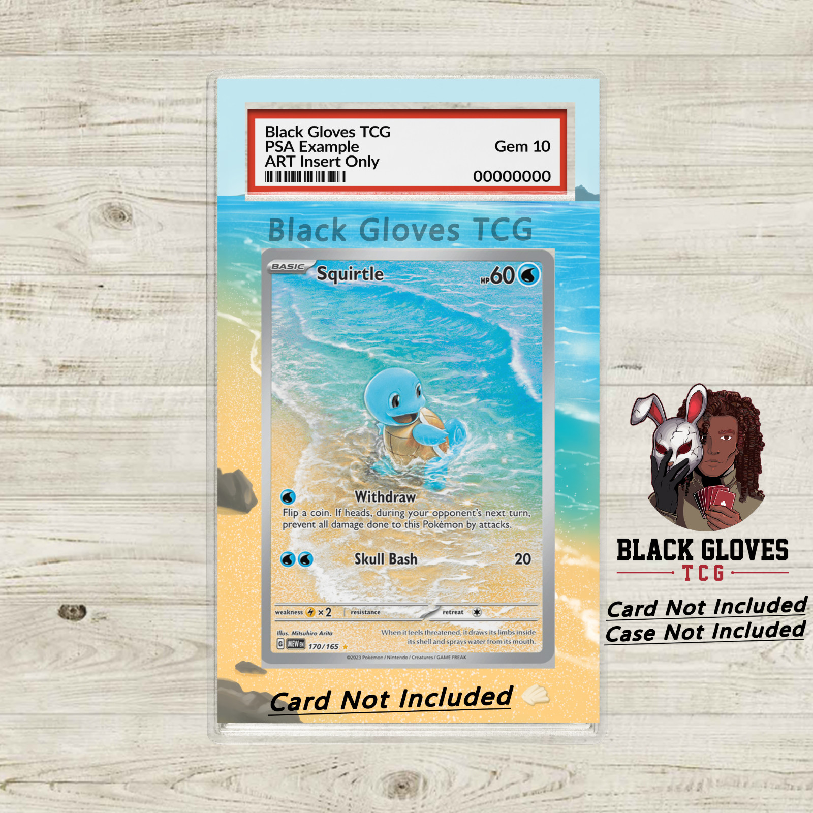 Squirtle #170 – Pokémon 151 Art Insert for PSA / Graded Guard No Card