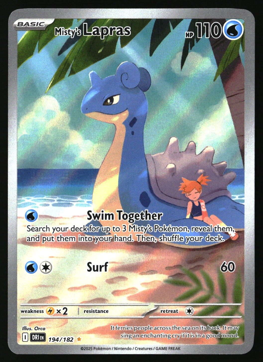 MISTY’S LAPRAS 194/182 ILLUSTRATION RARE DESTINED RIVALS POKEMON HOLO NEAR MINT