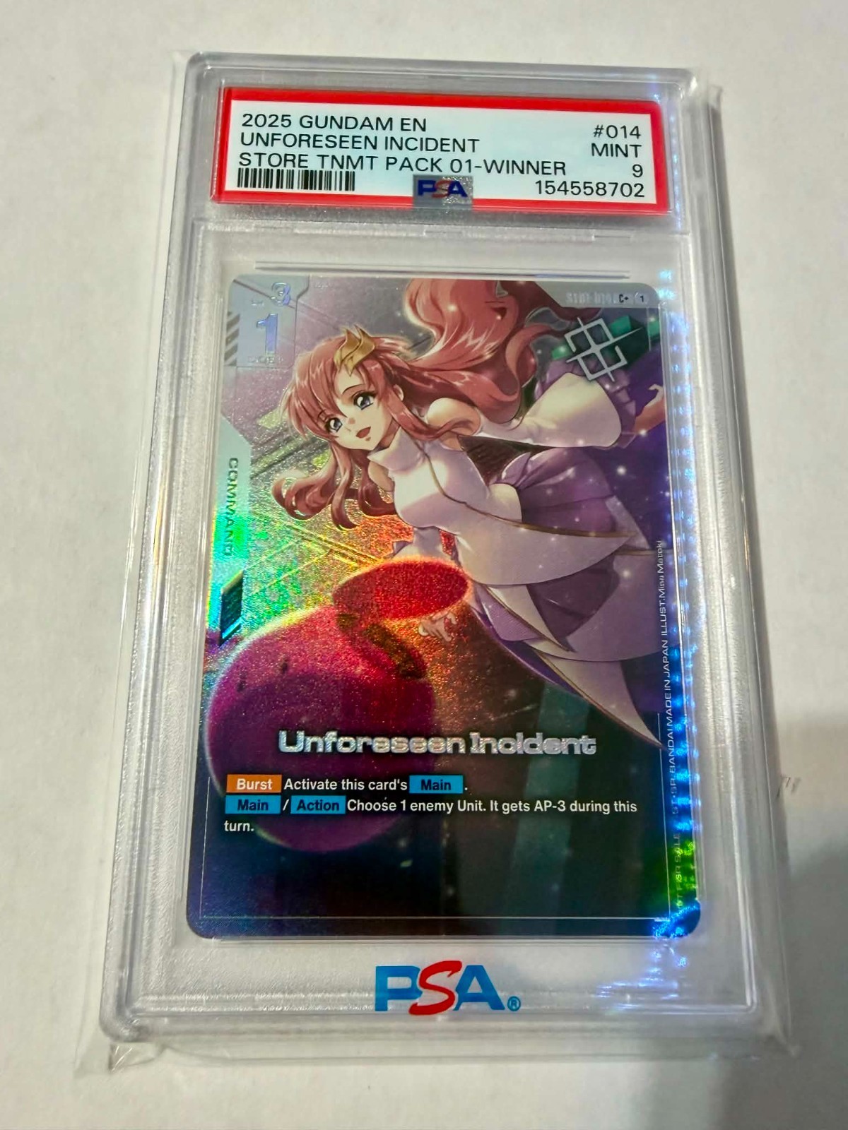 2025 Gundam Card Game Unforeseen Incident Winner 014 PSA 9 POP 2