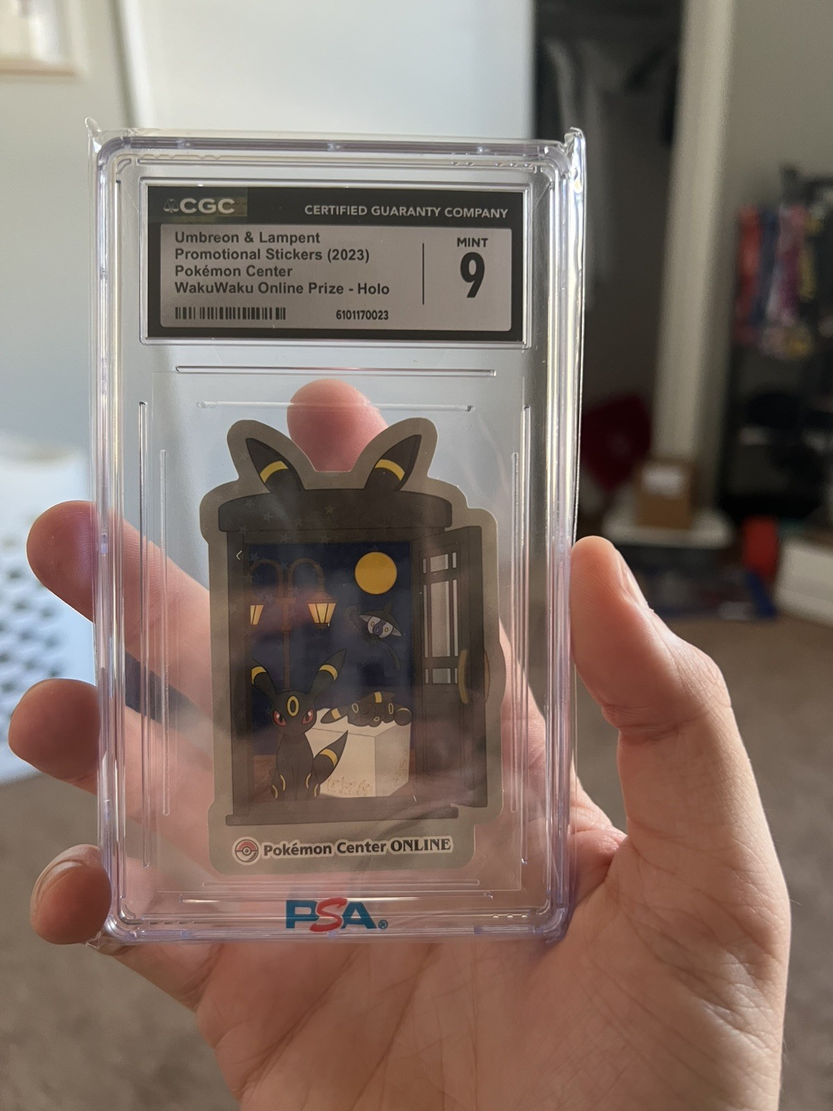 2023 POKEMON PROMO STICKERS POKEMON CENTER UMBREON & LAMPENT CGC 9