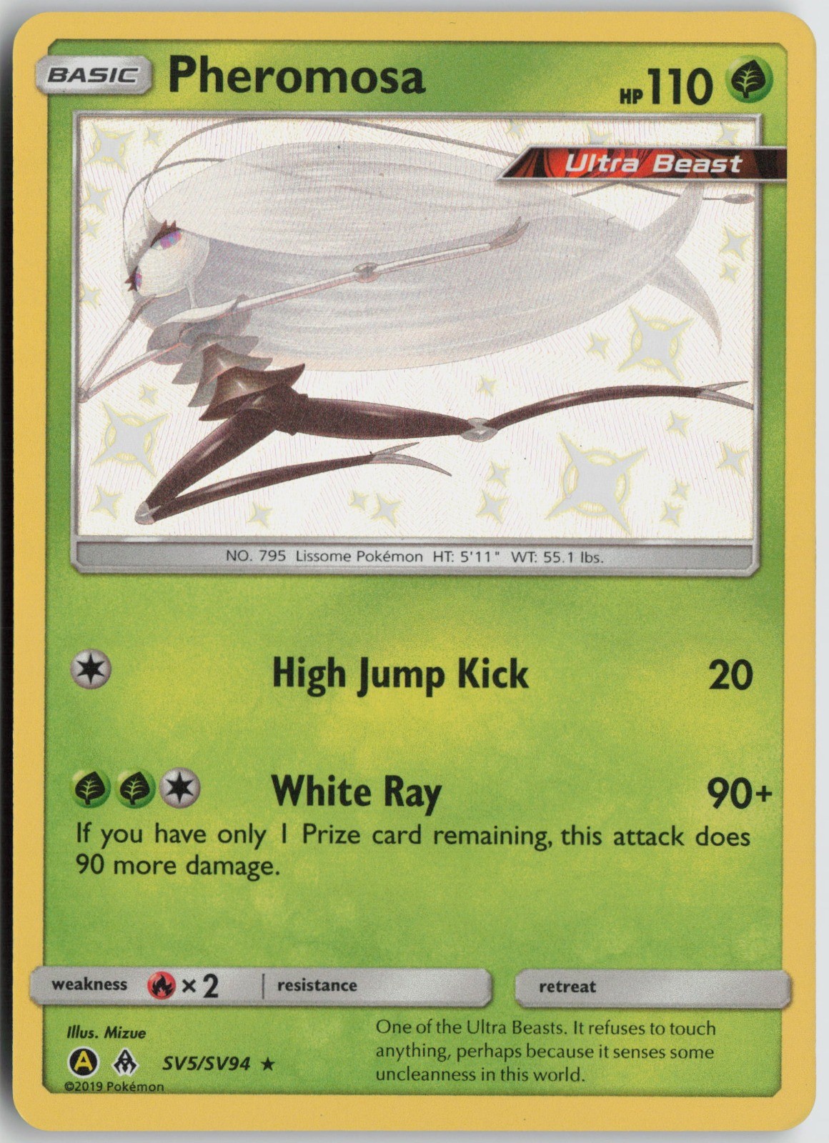 Pheromosa Shiny Holo Rare Hidden Fates: Shiny Vault SV5/SV94 NM Hitoshi Ariga
