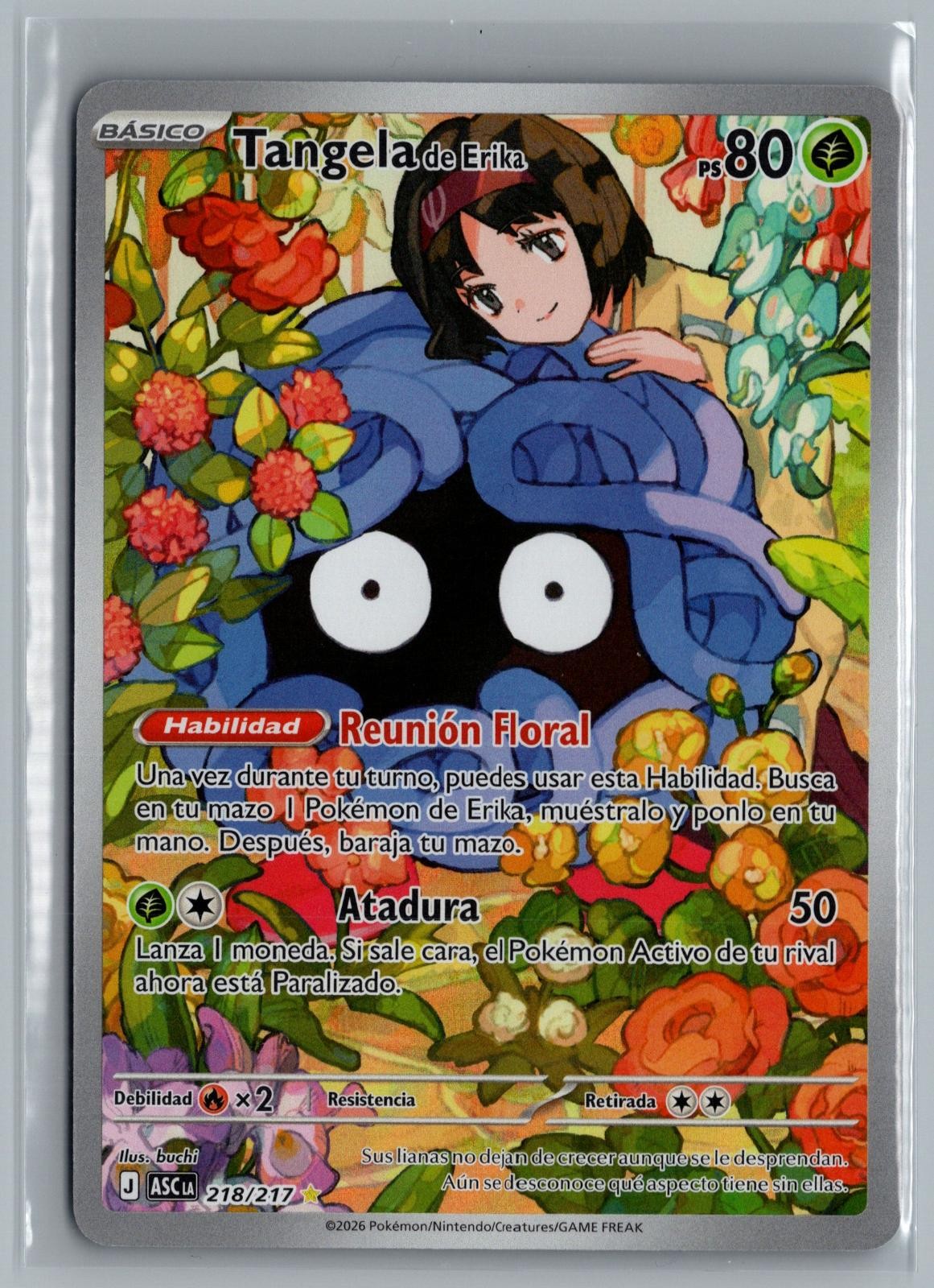 Erika’s Tangela 218/217 Illustration Rare Ascended Heroes Pokemon Holo SPANISH