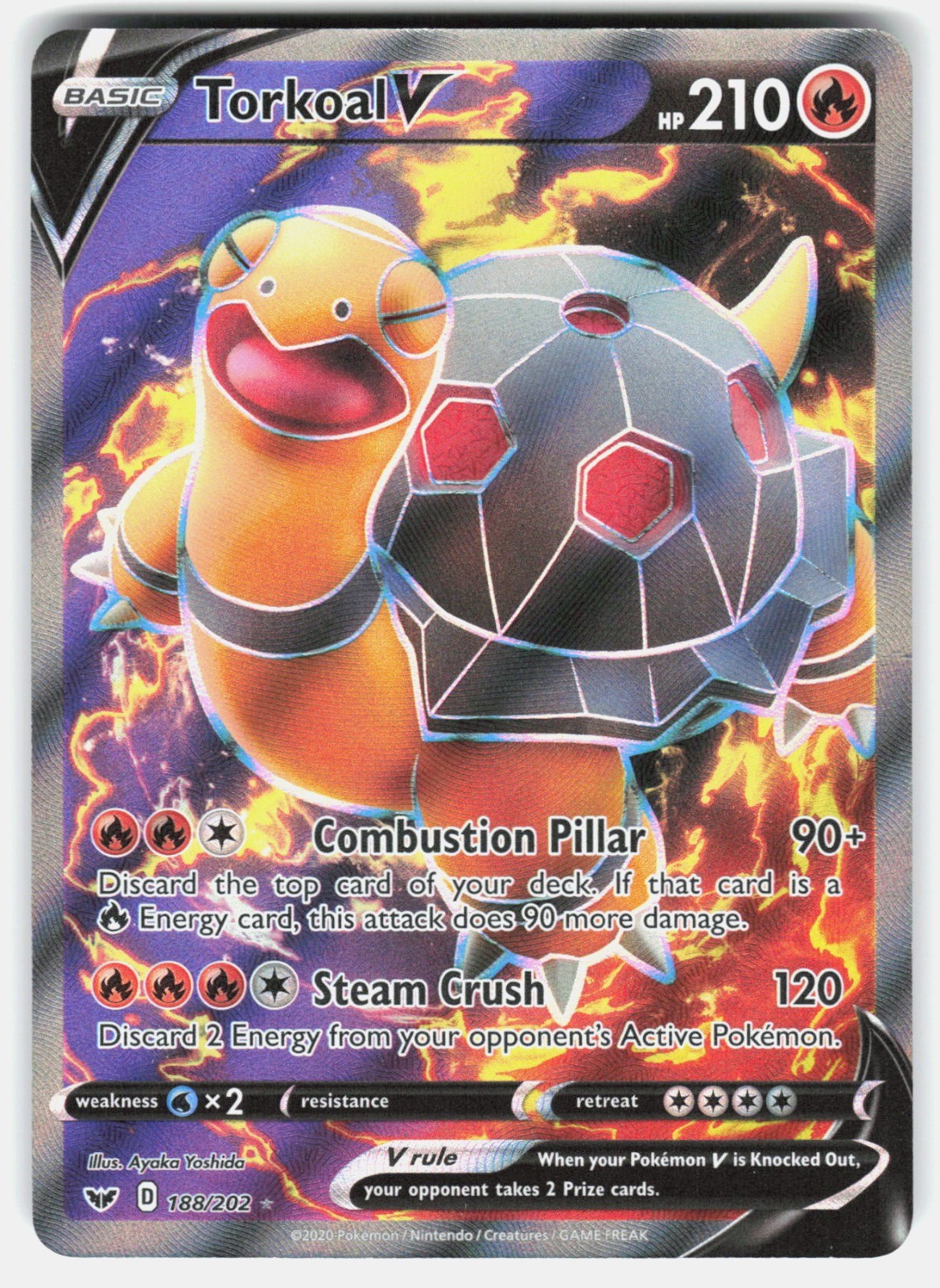 Torkoal V (Full Art) SWSH01: Sword & Shield Base Set 188/202 MARKED