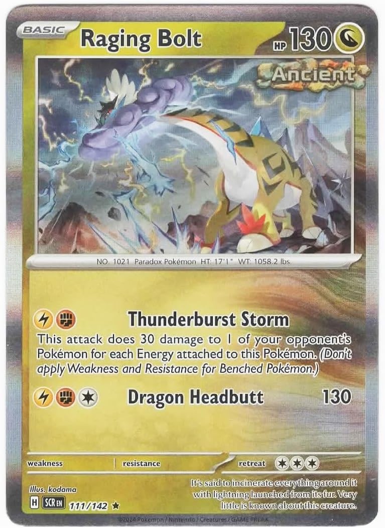 Pokemon – Raging Bolt – 111/142 – Holo RARE – Stellar Crown – NM/M