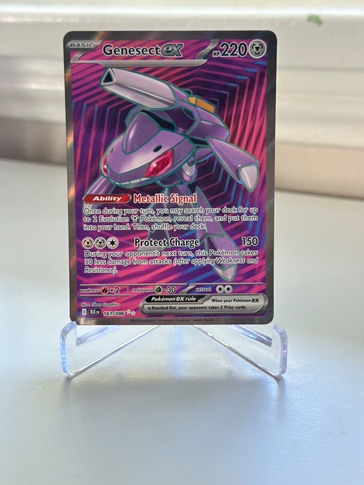 Pokemon Genesect ex 161/086 Sv: Black Bolt Full Art Holo NM