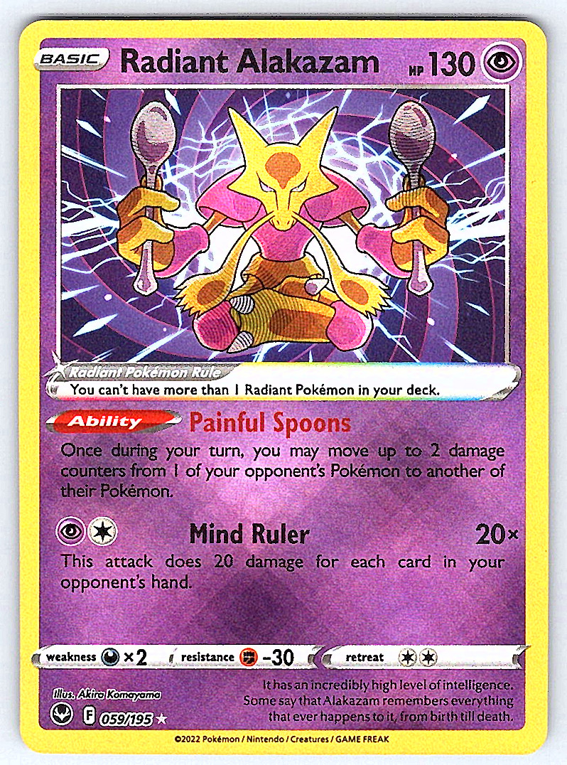 Radiant Alakazam 059/195 Radiant Rare Holofoil SWSH12: Silver Tempest NM