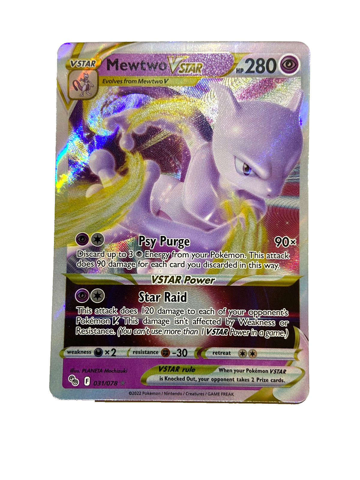 Mewtwo VSTAR 031/078 Holo VSTAR Rare Pokemon GO Pokemon Near Mint B3