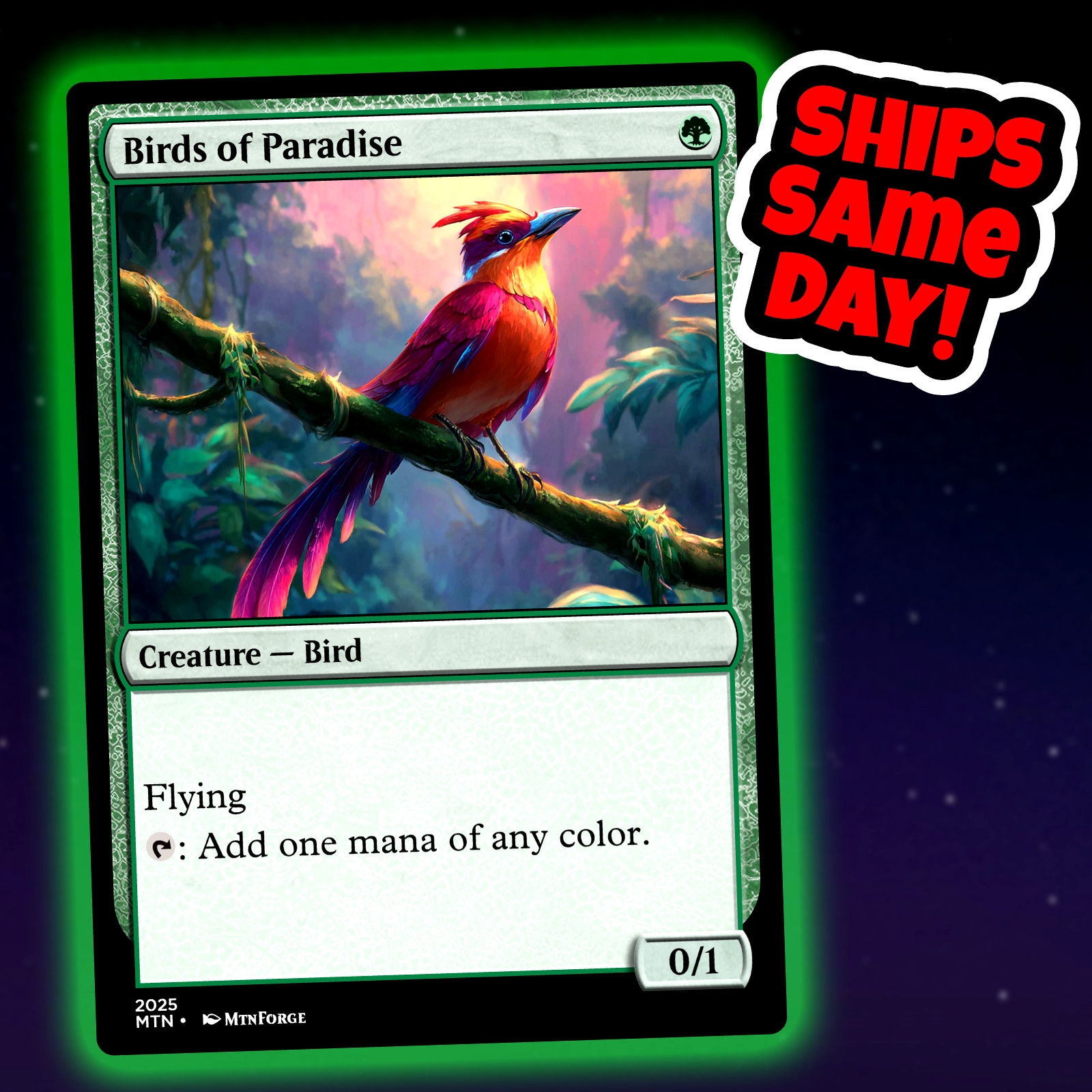 Birds Of Paradise – Custom Art Magic: The Gathering Playtest Card – Commander