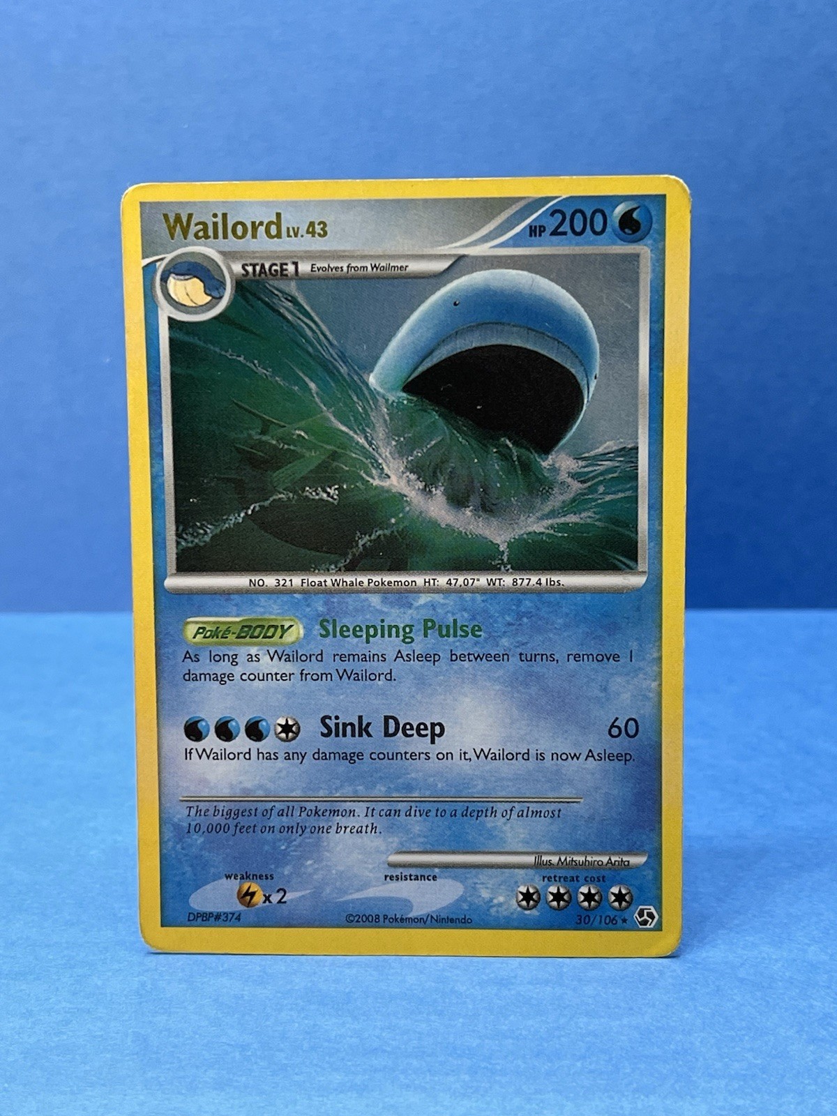 Pokémon TCG Wailord Great Encounters Gold Holo Rare 30/106 Light Play