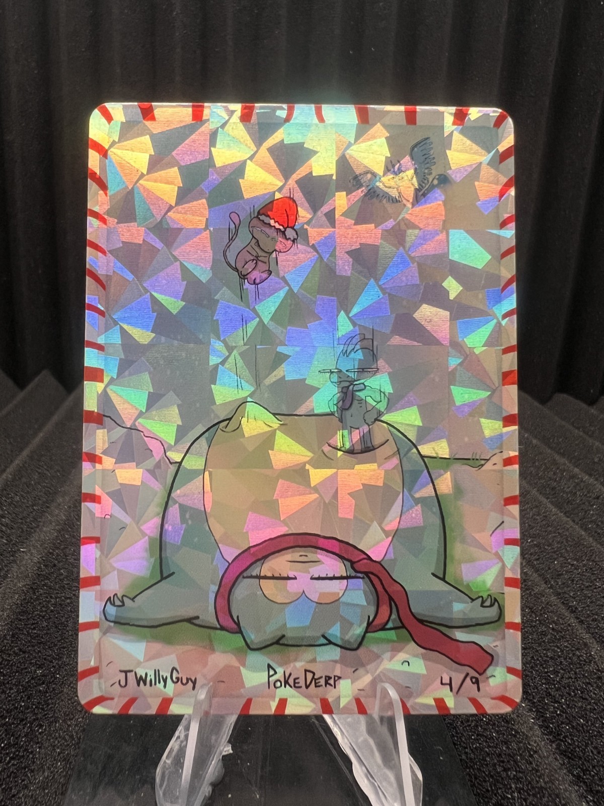 Snorlax & Mew 4/9 – Cracked Ice Holo – Pokederp Christmas Fan Art – Pokemon