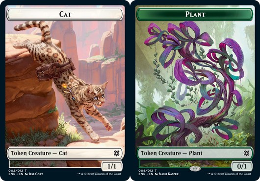 1x Cat Token // Plant Token – Foil MTG – Zendikar Rising – Moderate Play