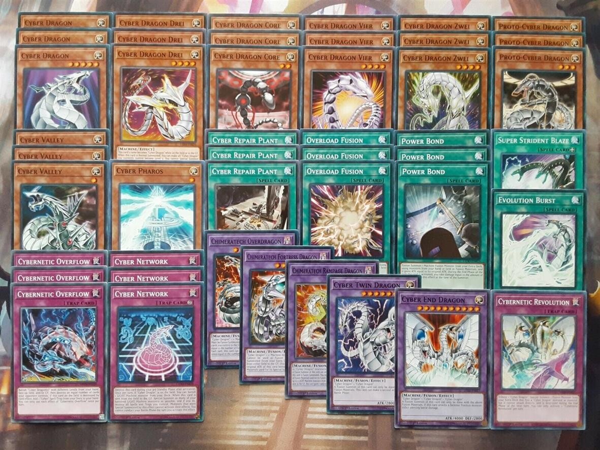 YuGiOH Tournament Ready To Play Cyber Dragon Deck 45 Cards End Cor + Bonus Gift