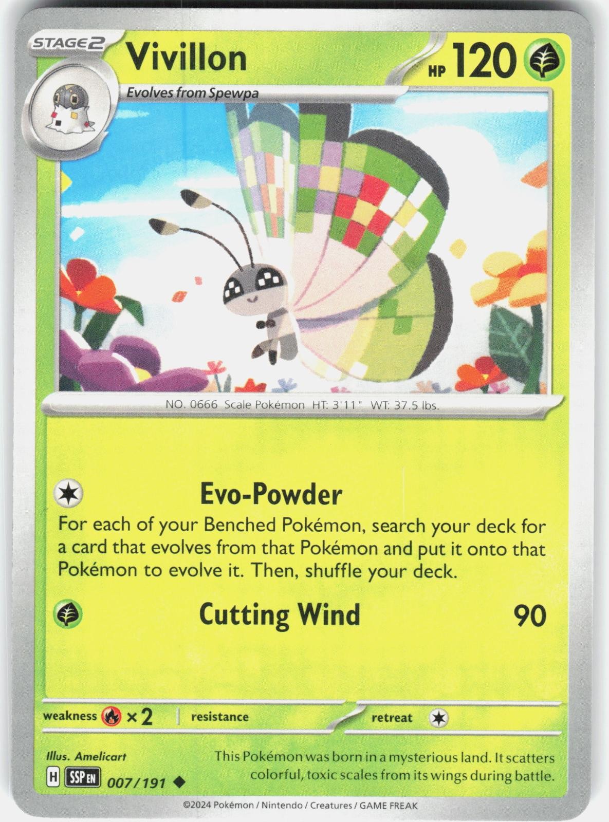 Vivillon 007/191 Uncommon Surging Sparks Pokemon Near Mint