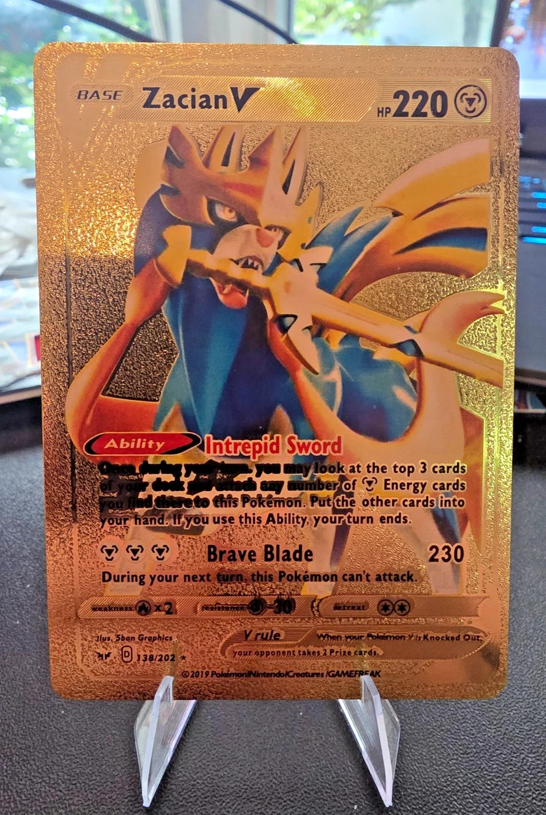 Pokemon Zacian V Gold Foil Fan Art #138/202 220HP
