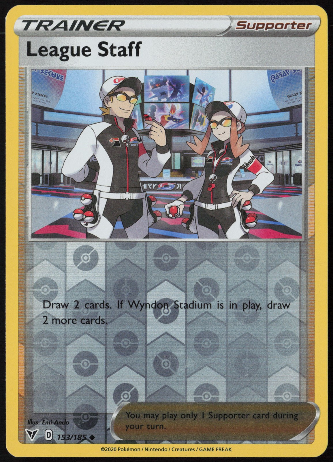 League Staff 153/185 SWSH04: Vivid Voltage Uncommon Reverse Holofoil EN Pokem…