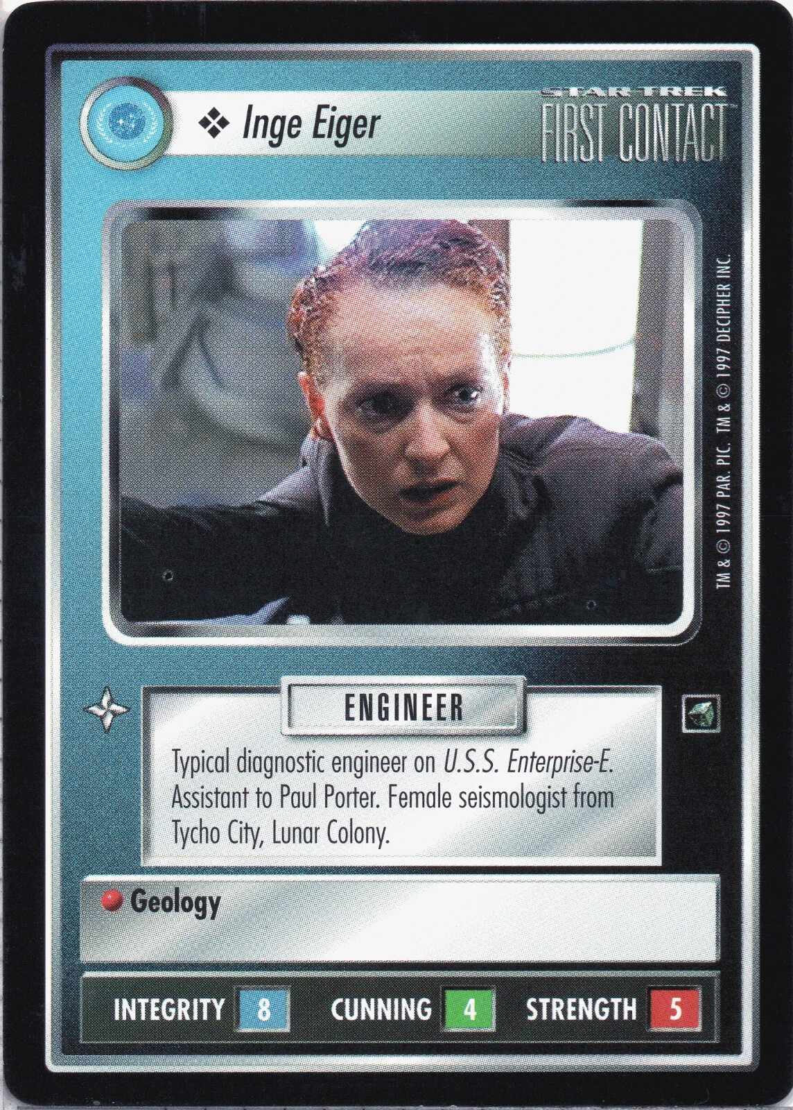 Star Trek CCG Inge Eiger Near-Mint/NM Common – First Contact 1997