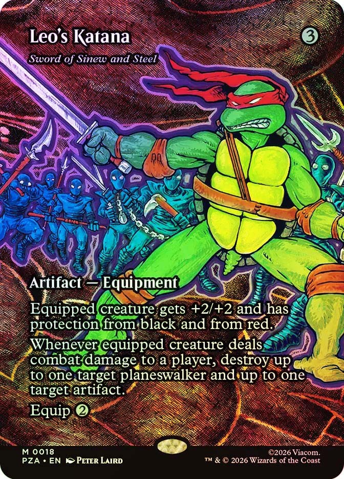 MTG FOIL Sword of Sinew and Steel(Leo’s Katana) Borderless – Teenage Mutant