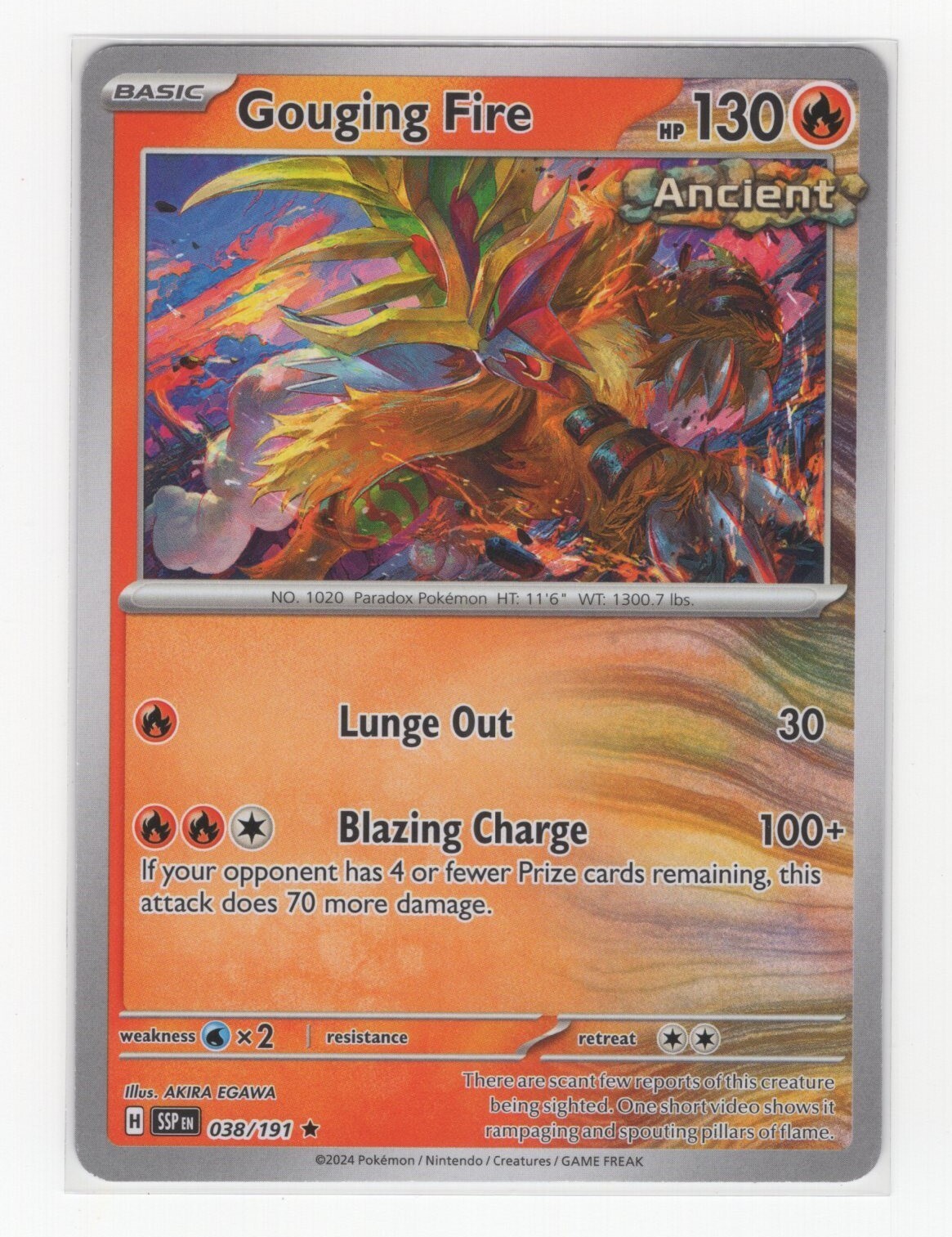 Pokemon Surging Sparks NON Holo Rare Gouging Fire – 038/191 – DECK EXCLUSIVE