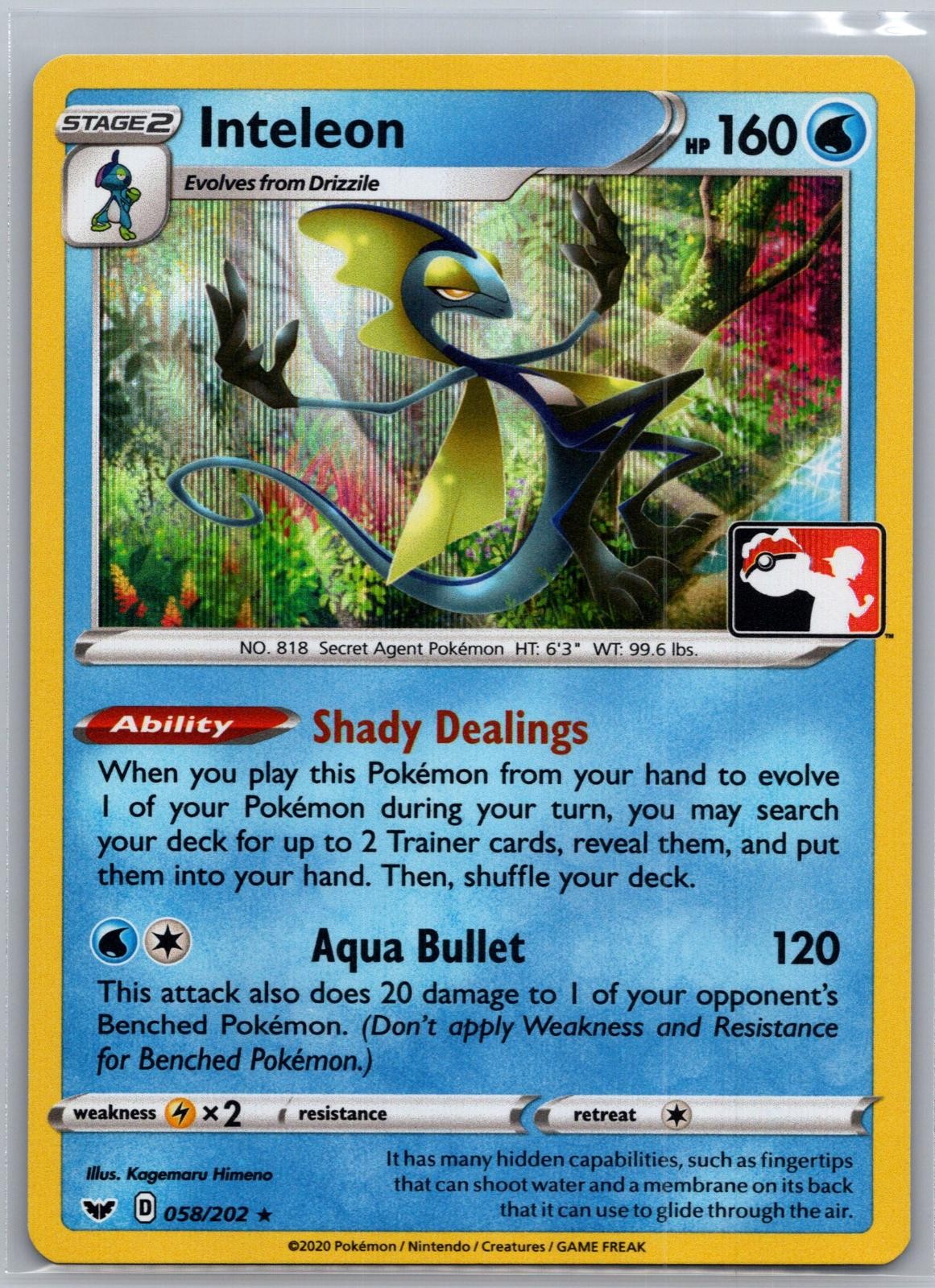 Inteleon (058) 058/202 Rare Prize Pack Series Cards Pokemon Near Mint