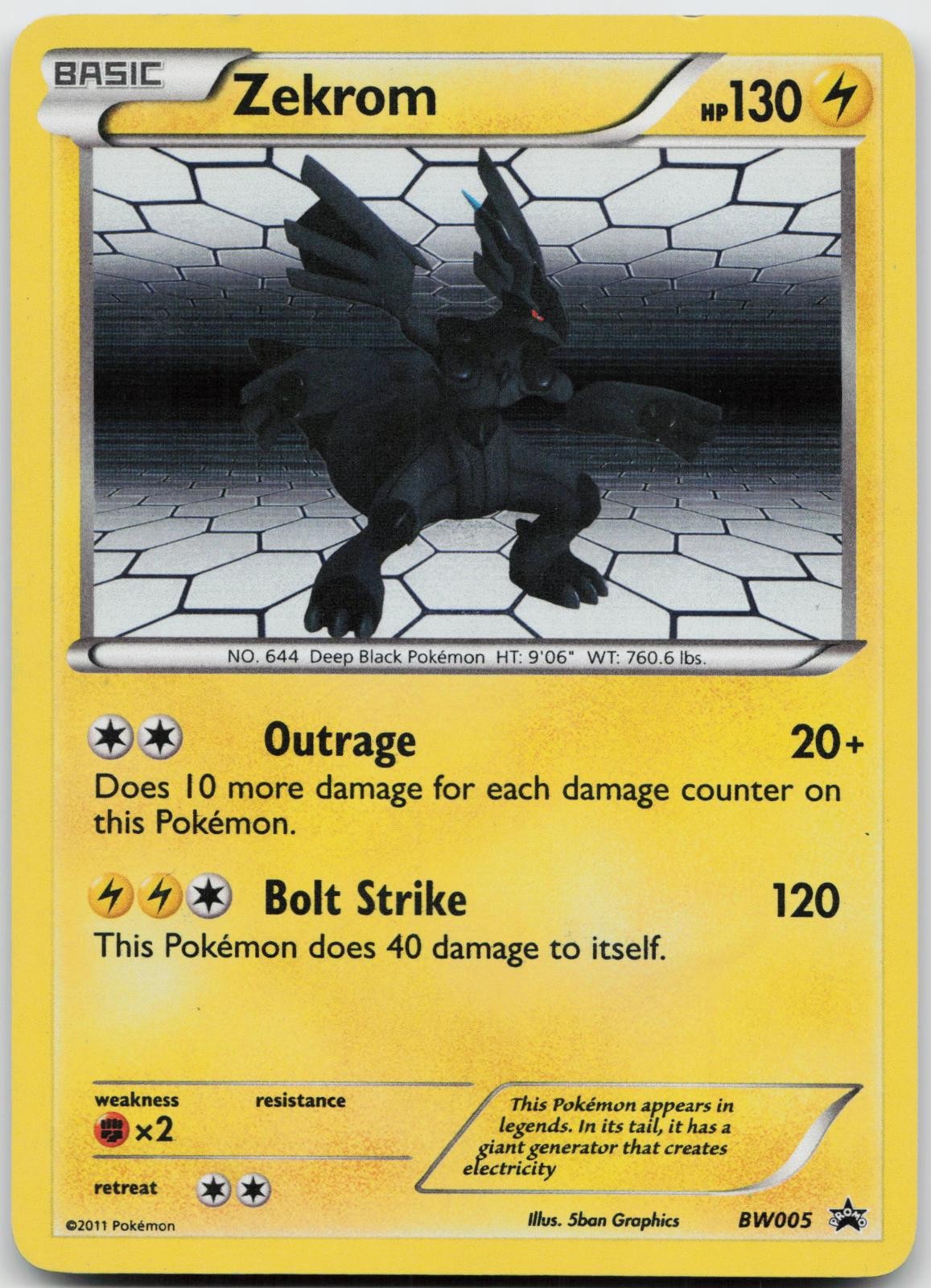 Zekrom BW005 Holo Promo Black And White Promo Pokemon Holo Lightly Played