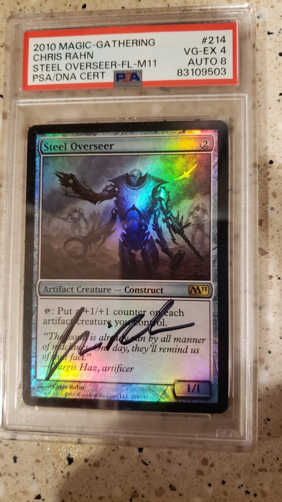 Steel Overseer FOIL MTG 2011 Core Set Signed by Chris Rahn PSA 4 Auto 8