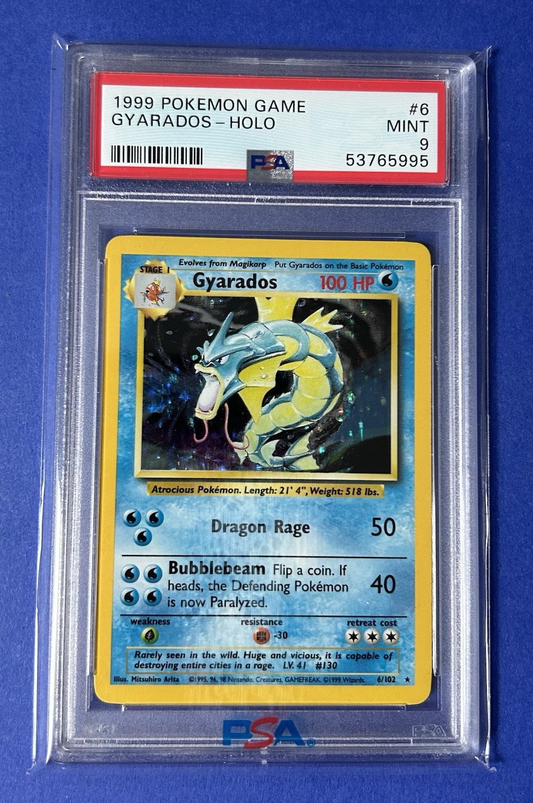 1999 Pokémon Game Gyarados Holo #6 PSA 9 MINT