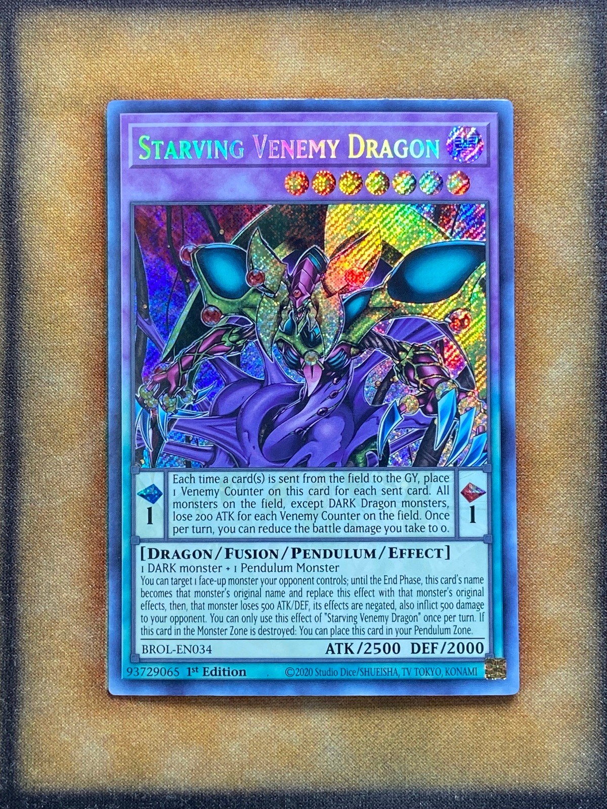 Yugioh Starving Venemy Dragon BROL-EN034 Secret Rare 1st Ed NM