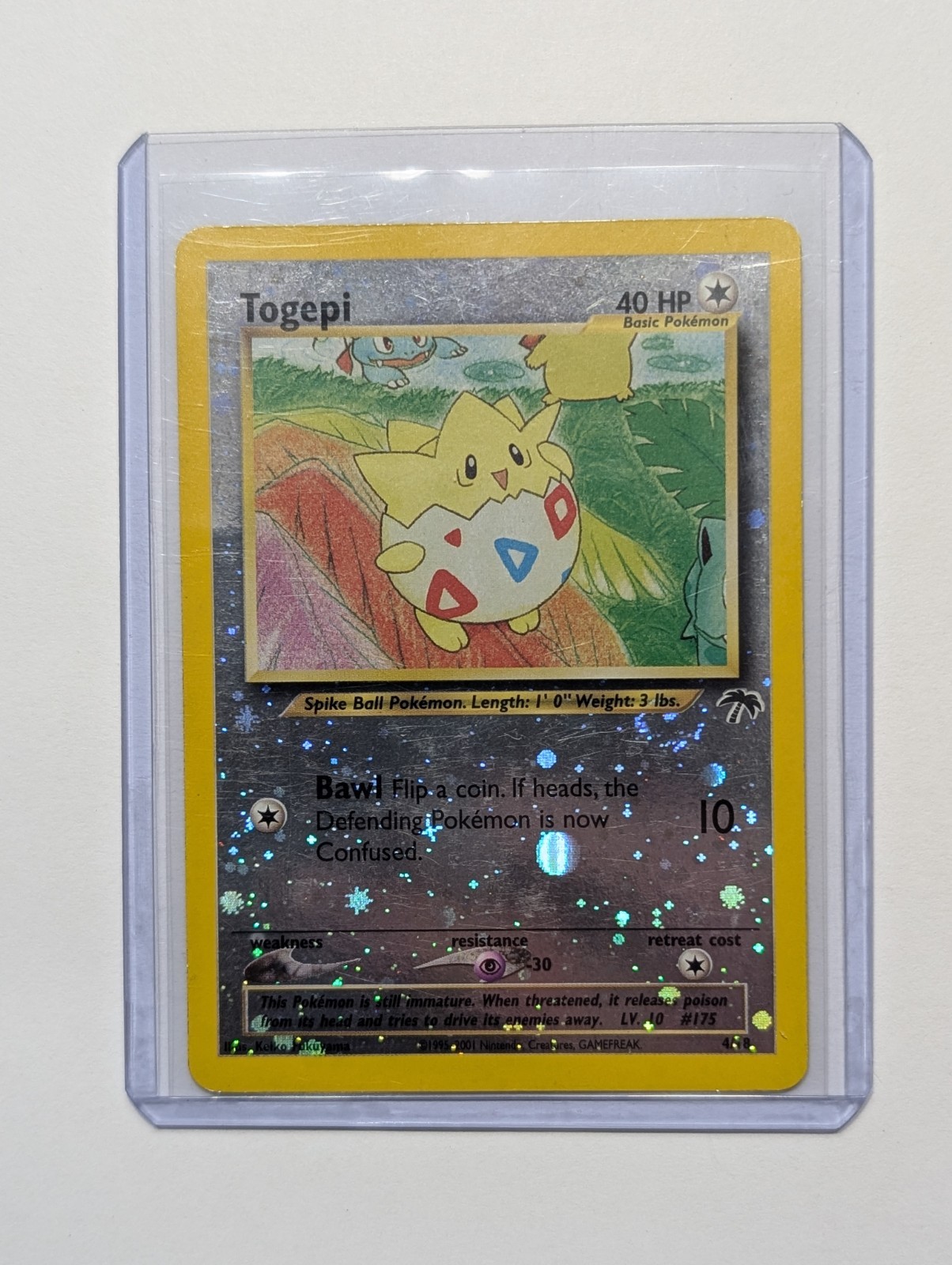 *Dented On Side- Half A Swirl* Togepi Reverse Holo 4/18 Southern Islands Pokemon