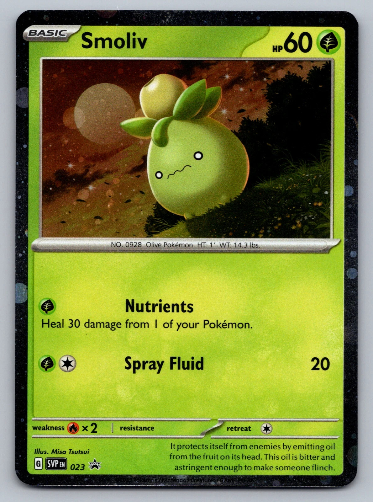 Smoliv SVP 023 Holographic Black Star Promo Pokemon TCG Near Mint