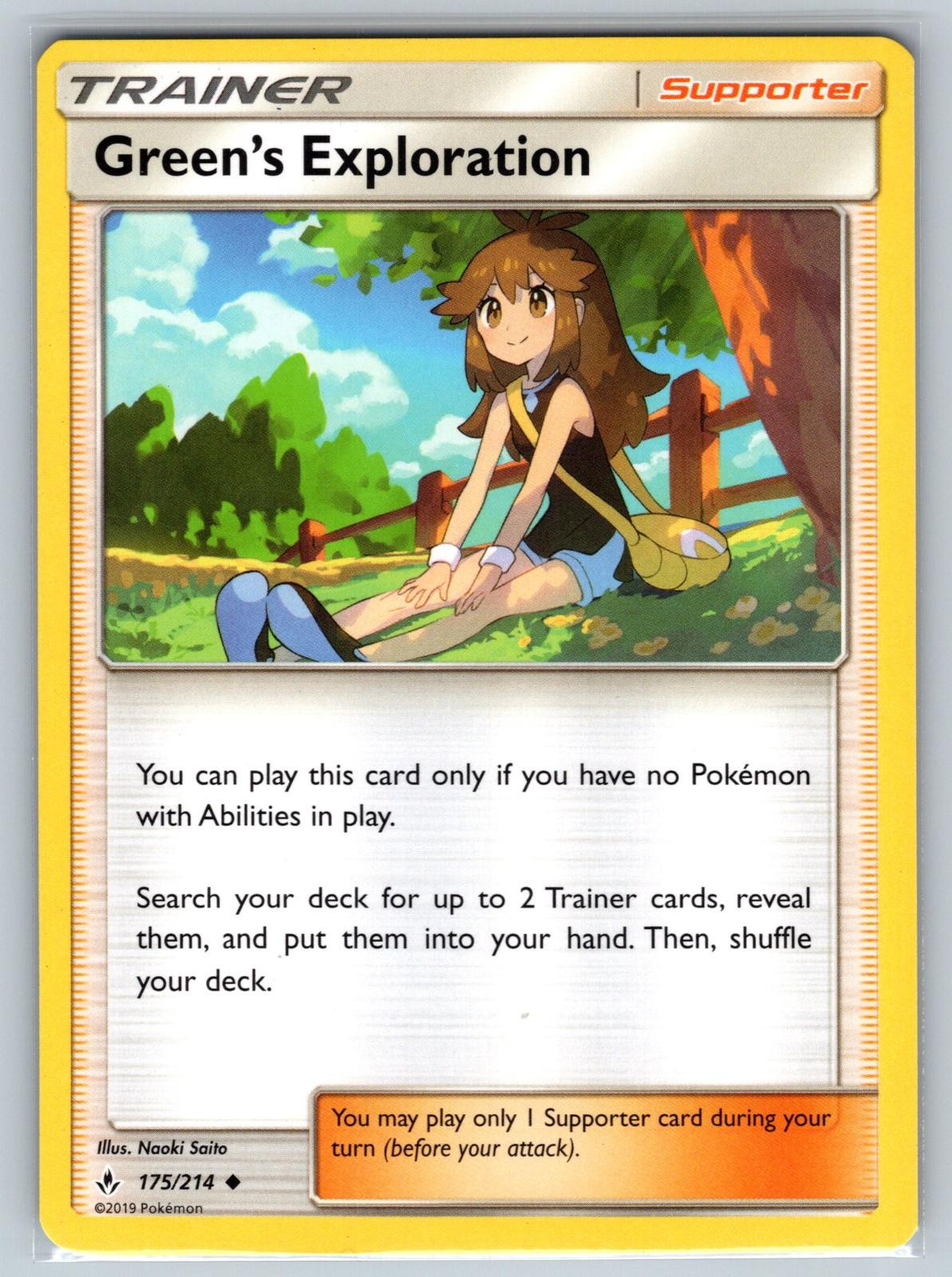 Green’s Exploration 175/214 Uncommon Unbroken Bonds Pokemon Lightly Played