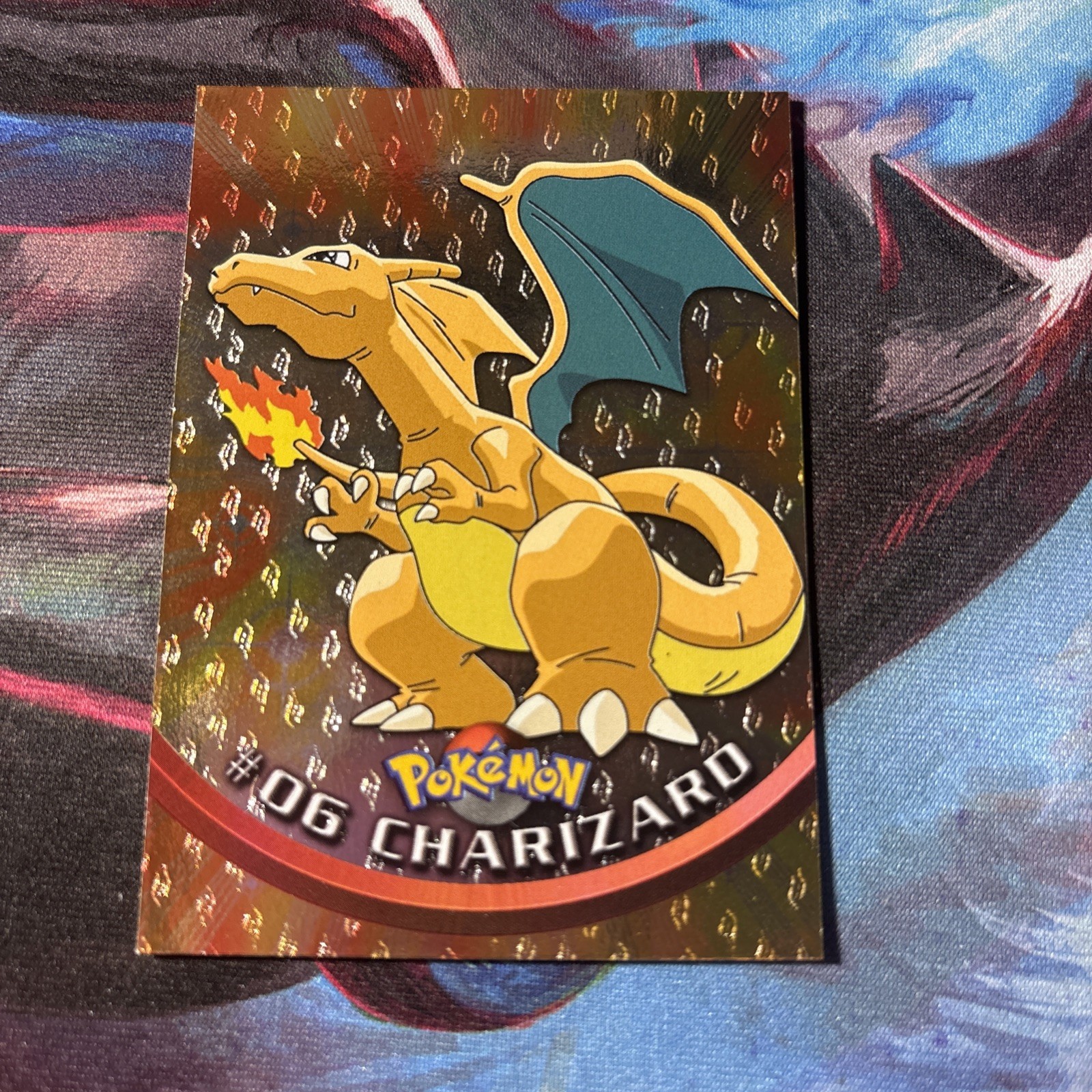 Pokemon Topps Charizard #6 Holo Embossed Flames Foil Black Logo! clean