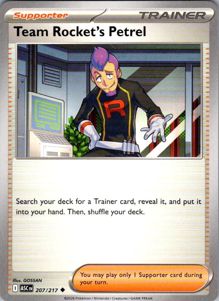 Team Rocket’s Petrel Uncommon ME: Ascended Heroes 207/217 NM GOSSAN