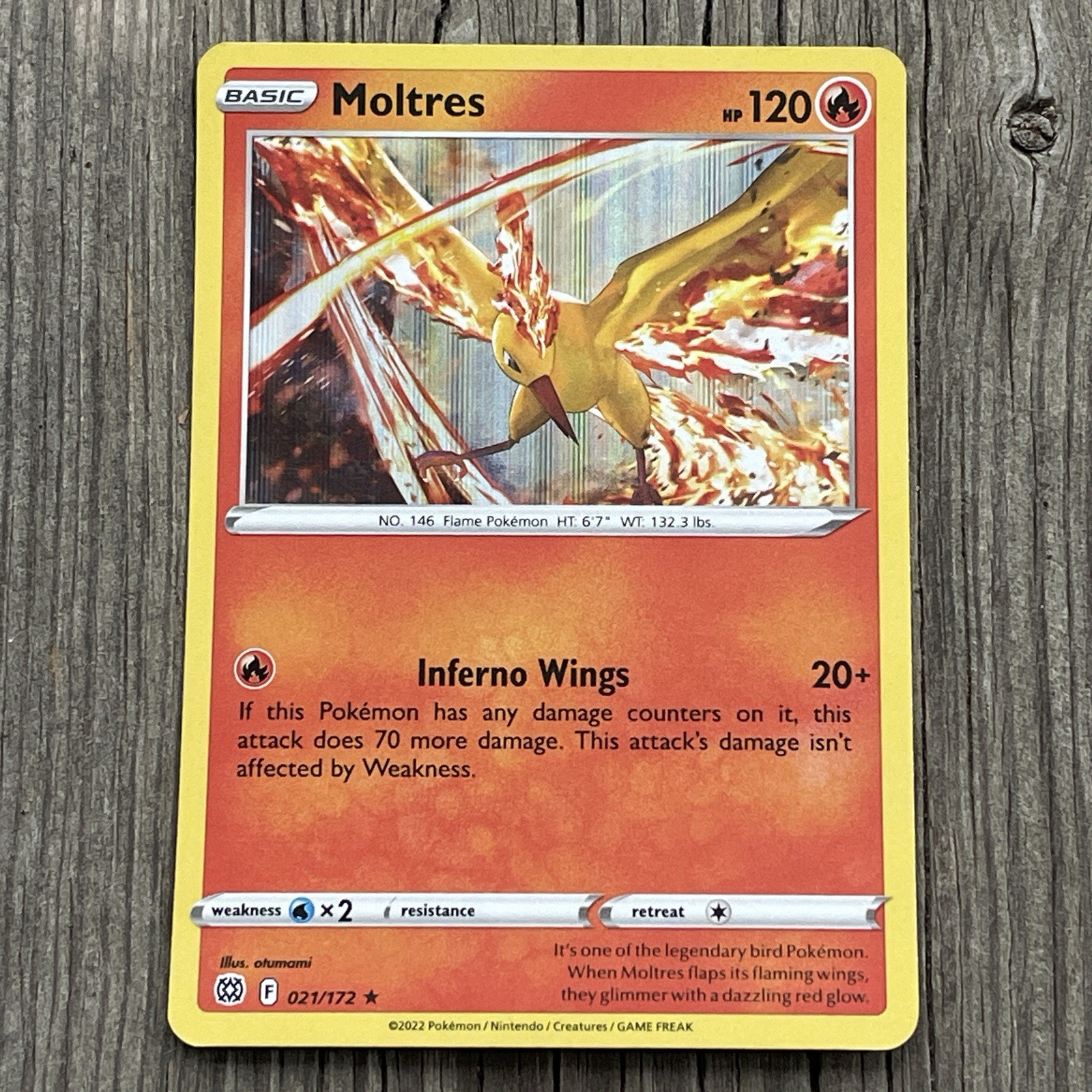 Pokémon TCG Card Moltres 021/172 Holo Rare Brilliant Stars NM