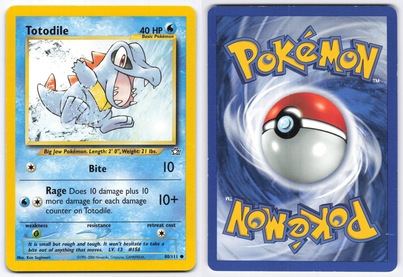 Totodile 80/111 Neo Genesis Common Pokemon Card Ken Sugimori LP