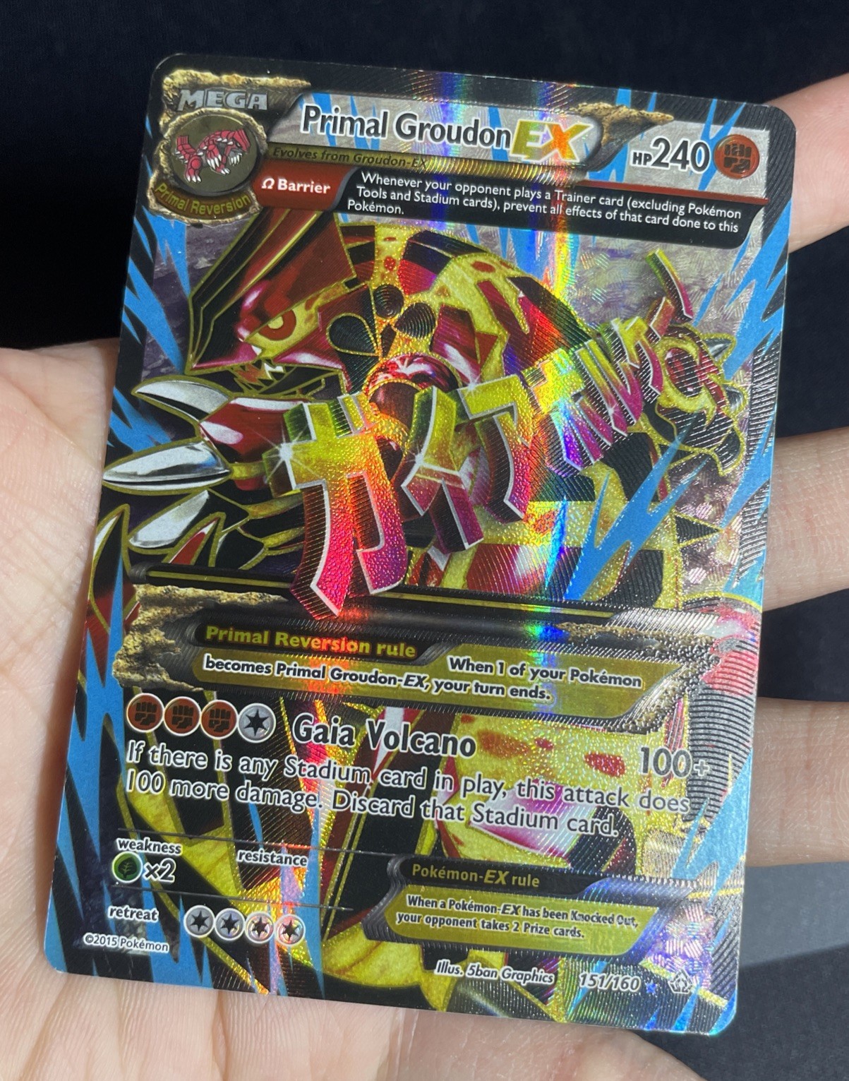 Pokemon Card – Primal Groudon EX 151/160 Full Art Holo Rare – XY Primal Clash
