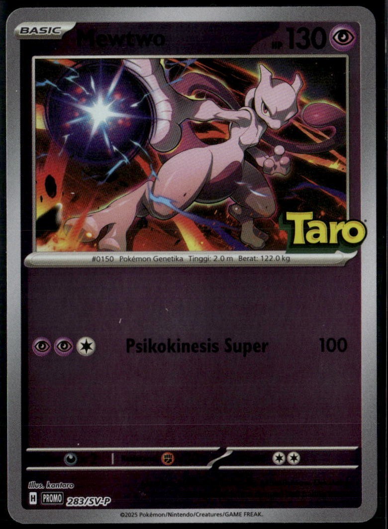 Mewtwo 283/SV-P Taro Promo Holo Indonesian Pokemon Card NM
