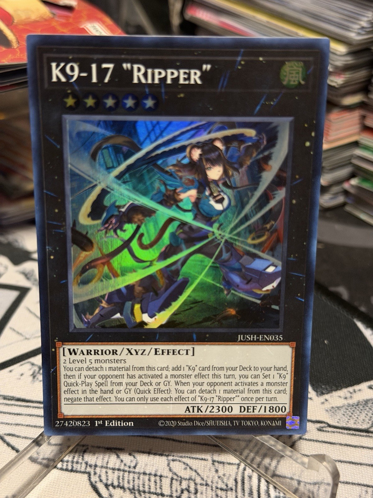 Konami K9-17 Ripper Xyz/Effect 1st Edition Holo Wind JUSH-EN035 ATK/2300 DEF/18…