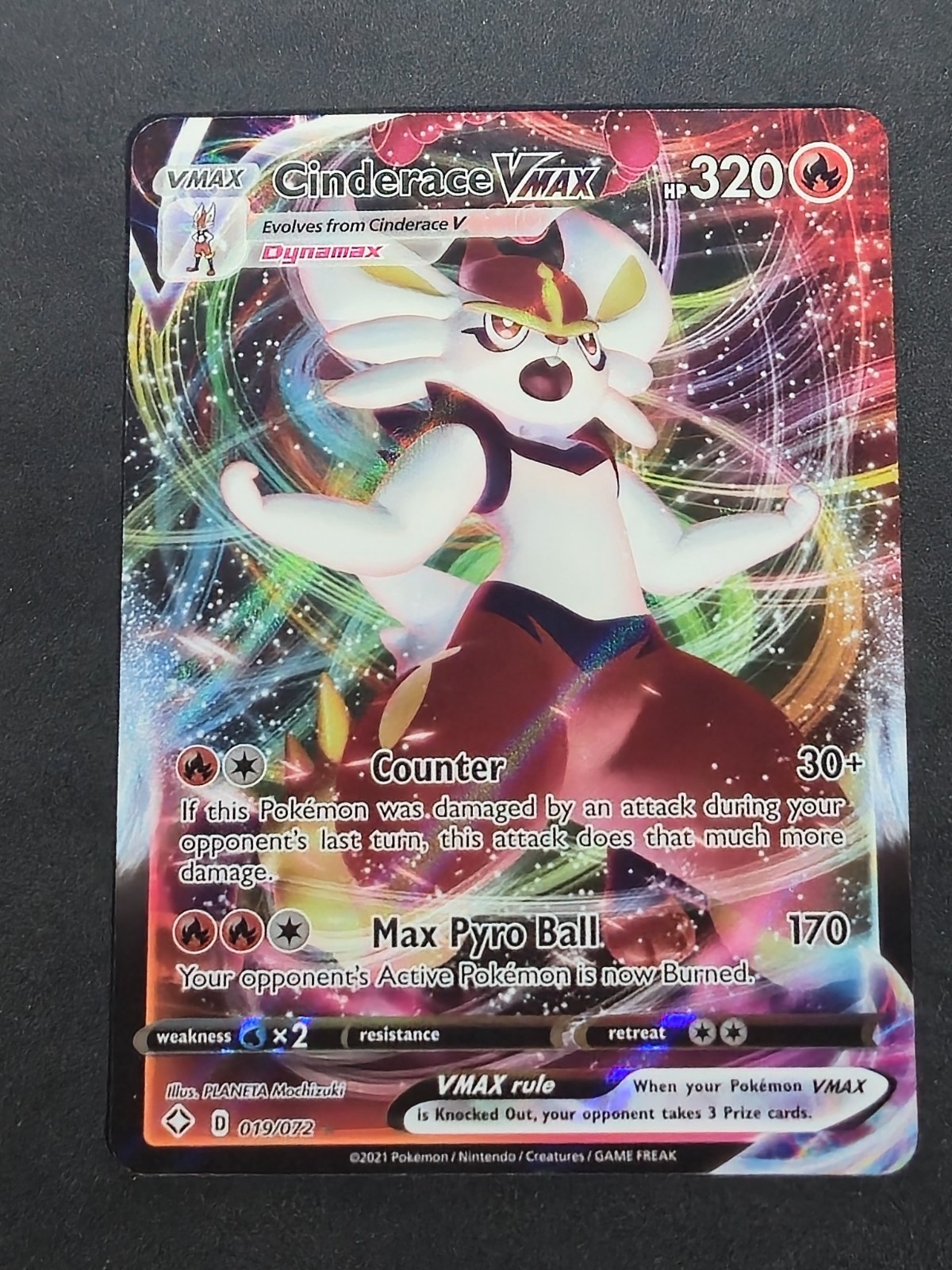 Cinderace VMAX 019/072 Holo VMAX Rare Shining Fates Pokemon Cards