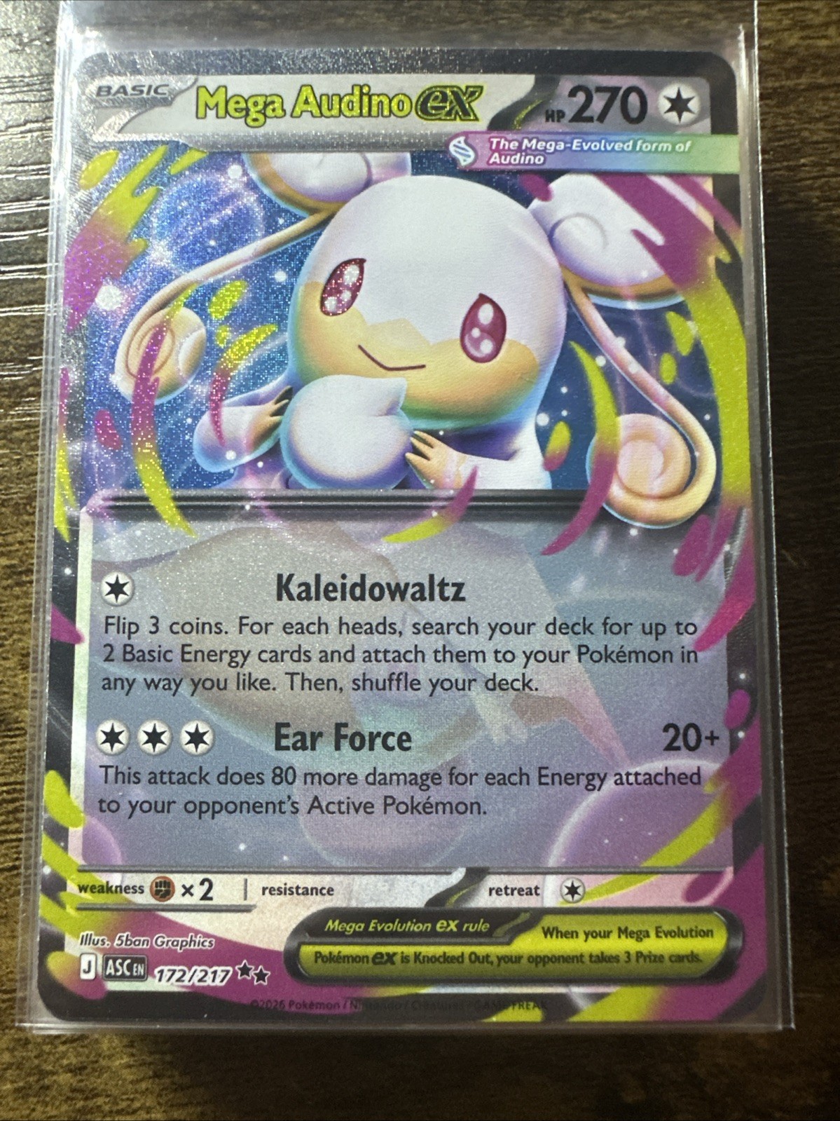 Mega Audino ex 172/217, Ascended Heroes, Double Rare Holo, Pokemon TCG, NM