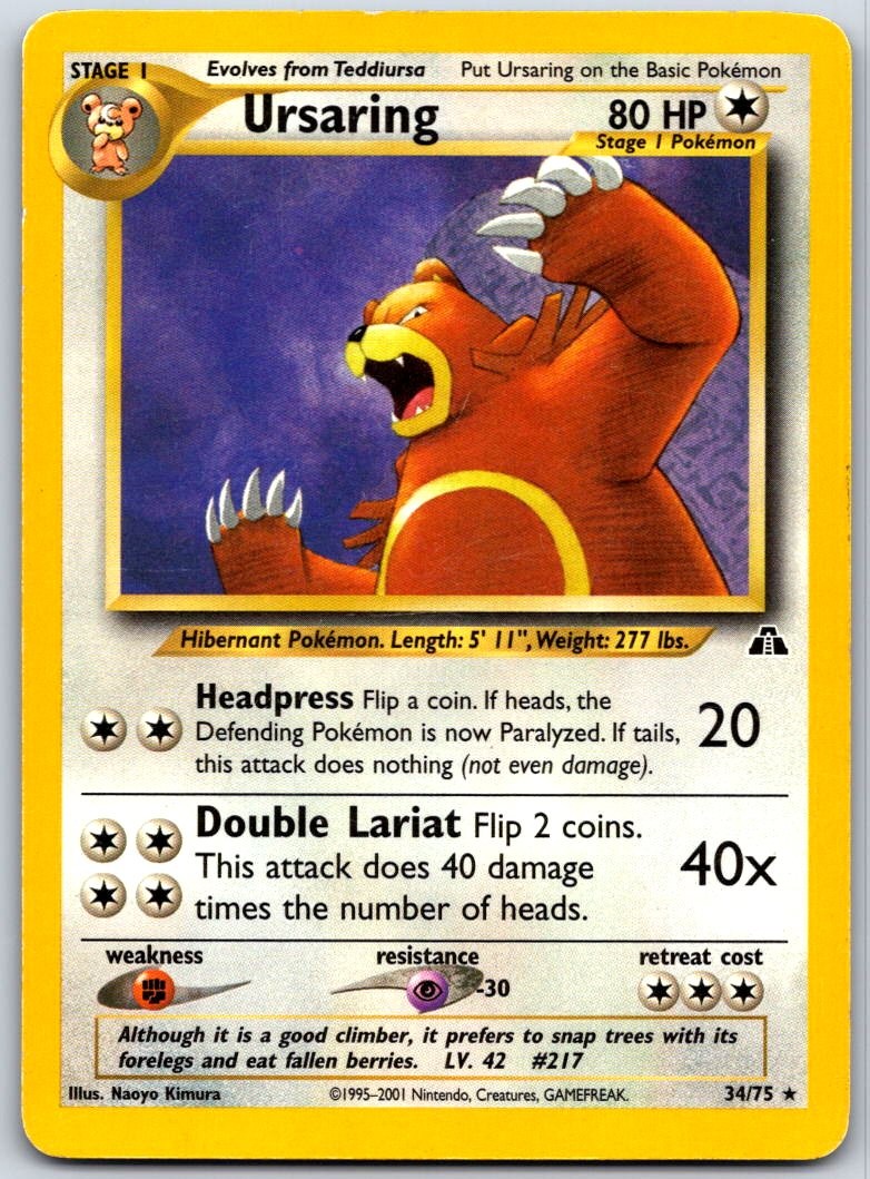 Ursaring (34) Unlimited Rare Neo Discovery 34/75 LP