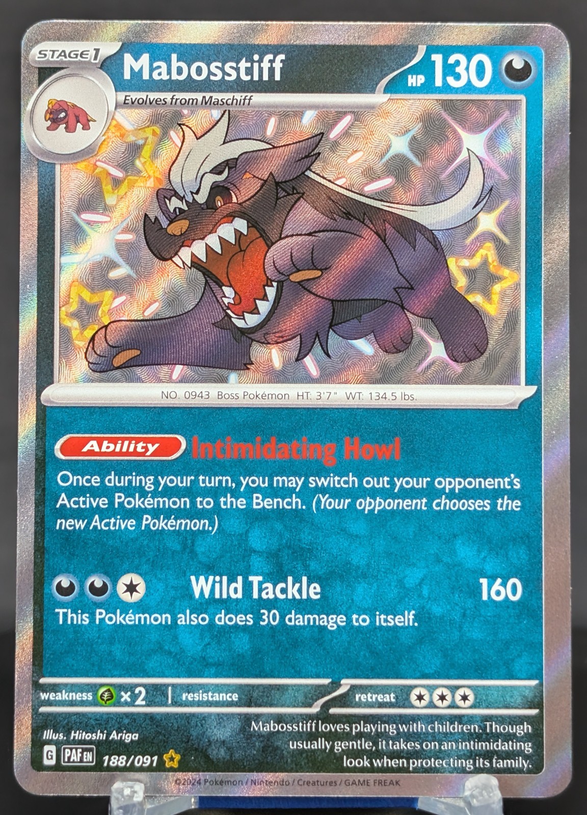 Pokemon Mabosstiff #188/091 English Paldean Fates Shiny Rare