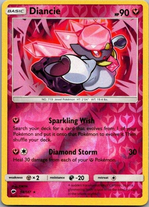 Diancie Reverse Holo Holo Rare SM – Burning Shadows 94/147 NM