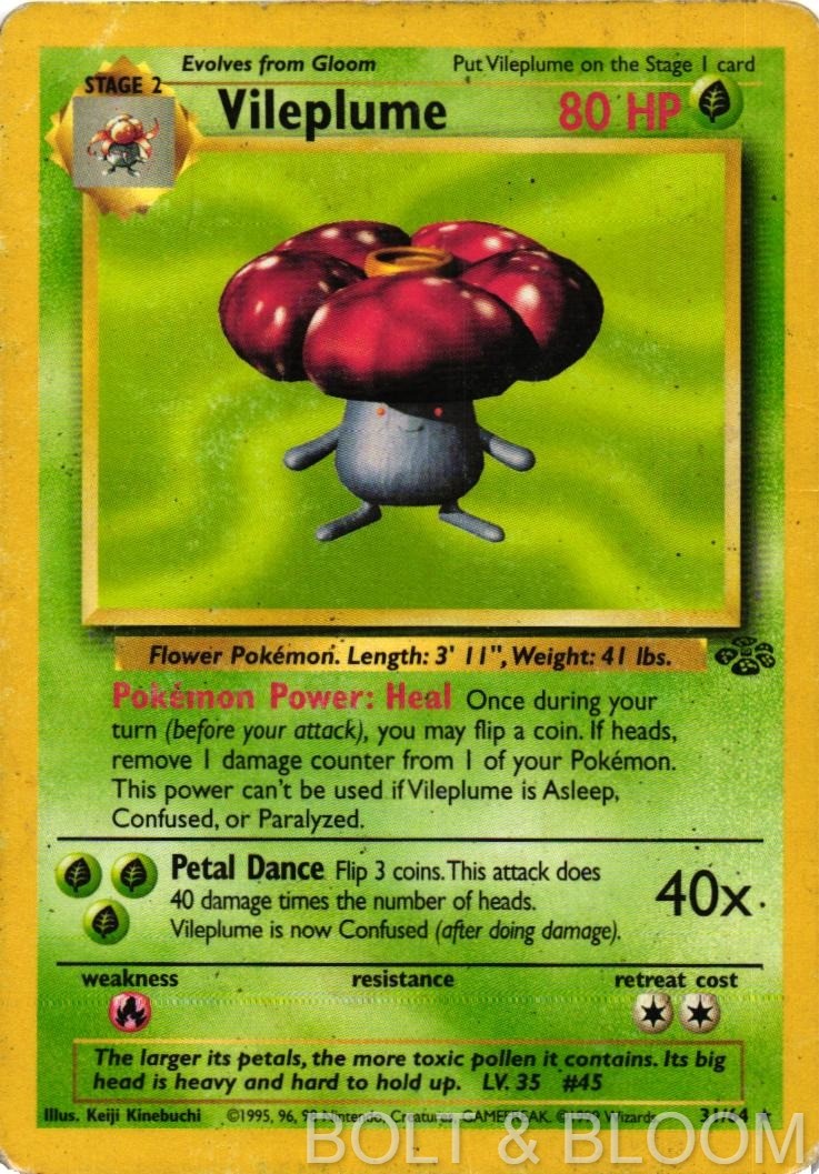 Vileplume 31/64 Rare Jungle Pokemon Unlimited Damaged