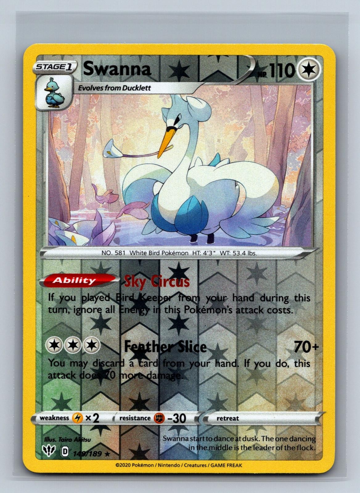 Swanna 149/189 Rare Darkness Ablaze Pokemon Reverse Holo NM/M 702cb-23
