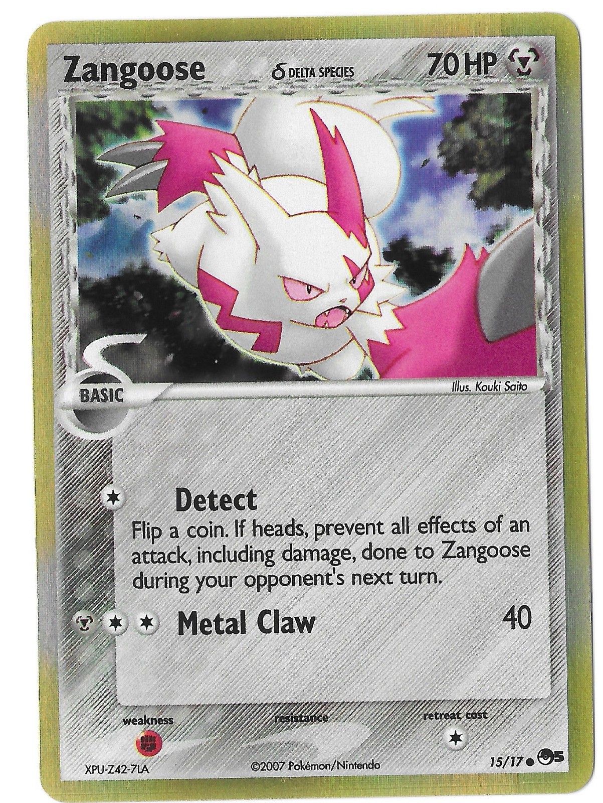 Zangoose 15/17 Pop Series 5 Holo 2007 Delta Species Pokemon Miscut Error