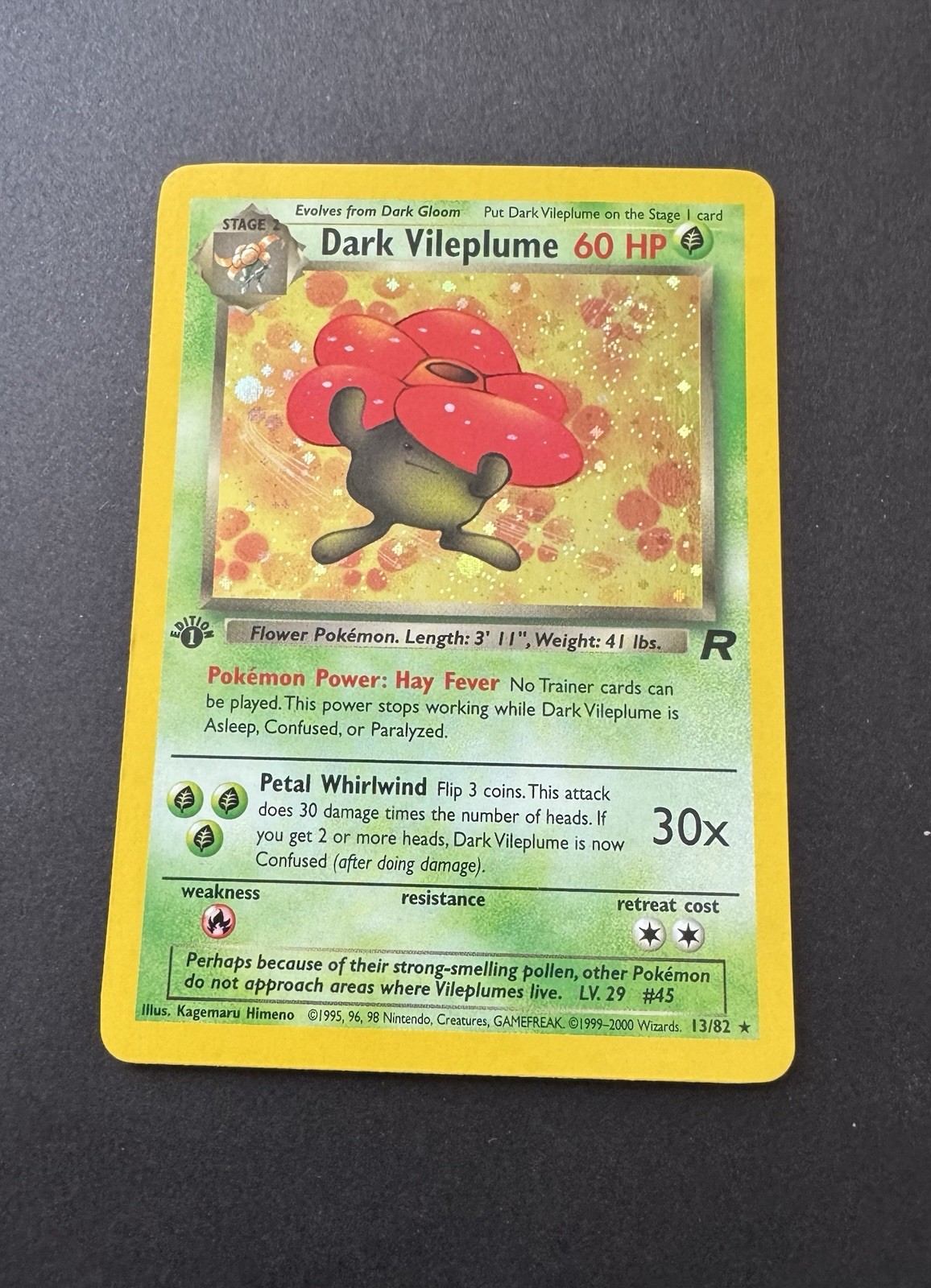 Dark Vileplume 1st Edition Team Rocket 13/82 Holo *W/ SWIRL* Rare Pokemon TCG